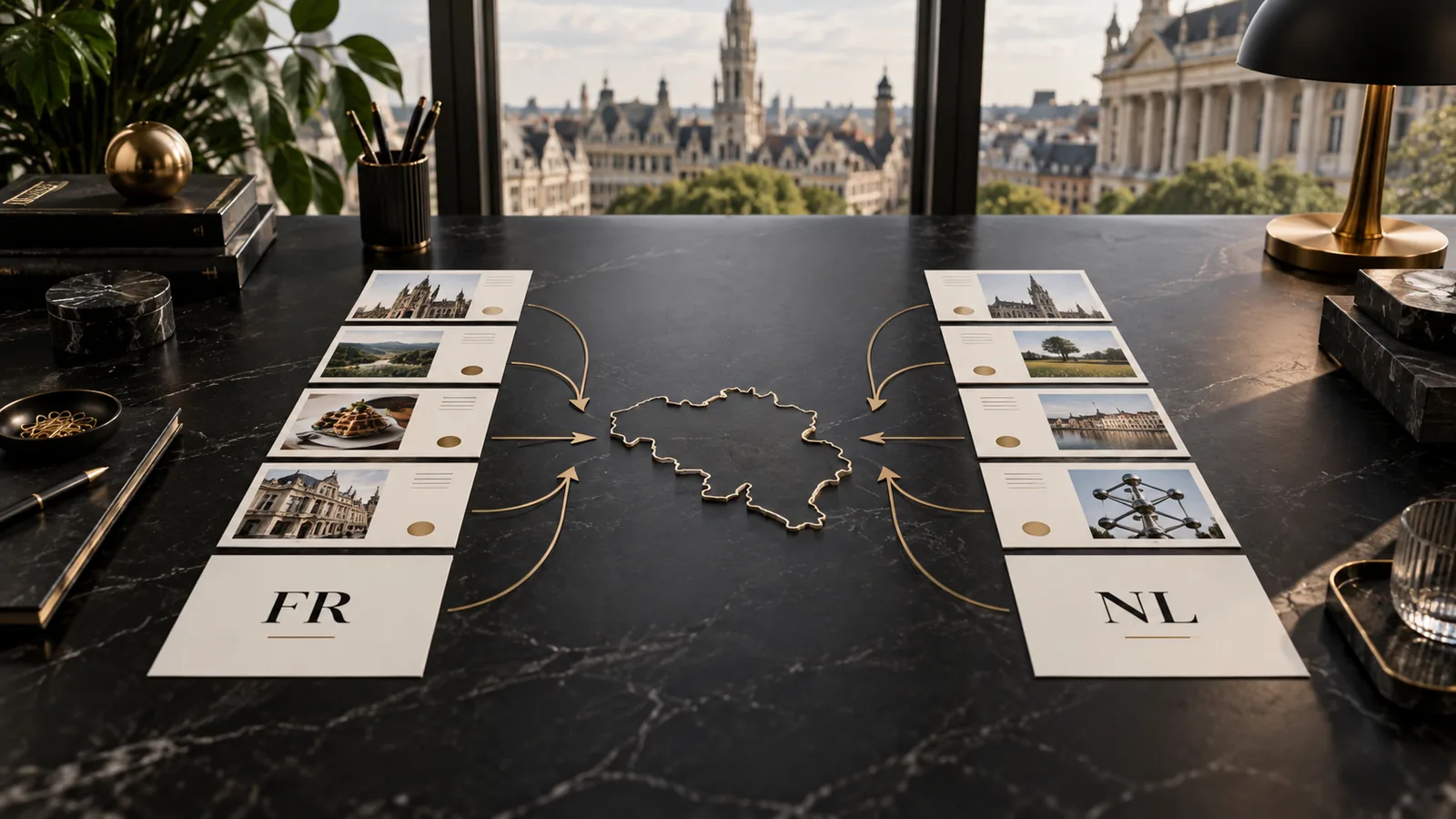 Architecture SEO française et néerlandaise autour d’une carte de Belgique